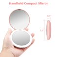 thumbnail image 3 of wobsion LED Lighted Travel Makeup Mirror, 1x/10x Magnification Compact Mirror, Portable for Handbag, Purse, Pocket, 3.5 inch Illuminated Folding Mirror, Handheld 2-Sided Mirror, Round, Cyan, 3 of 5