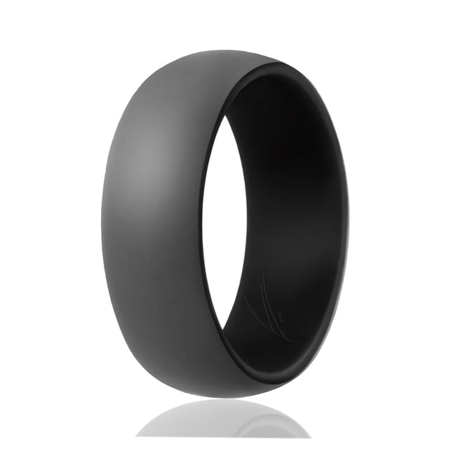 Anillo de bodas de silicona - Colección Duo estilo cúpula - Negro-gris de ROQ para hombre - Anillo de 14 mm