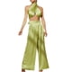 thumbnail image 1 of Moda mujer dos piezas cuello halter sólido sin mangas irregulares tops y conjuntos de pantalones de pierna ancha Wmkox8yi  bvn1056, 1 of 9