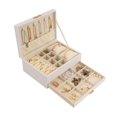 thumbnail image 1 of Grande Organizador Cuero PU Caja de Joyas Cajón Estuche de Almacenamiento Con 2 Capas de Exhibición para Aretes Pulseras Anillos Collares Soporte para Relojes, Blanco, 1 of 7