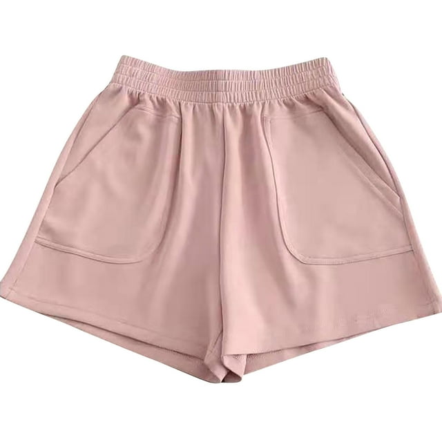 Womens Solid Color High Waisted Loose Slimming Wide Leg Pants Solid Color Casual Shorts