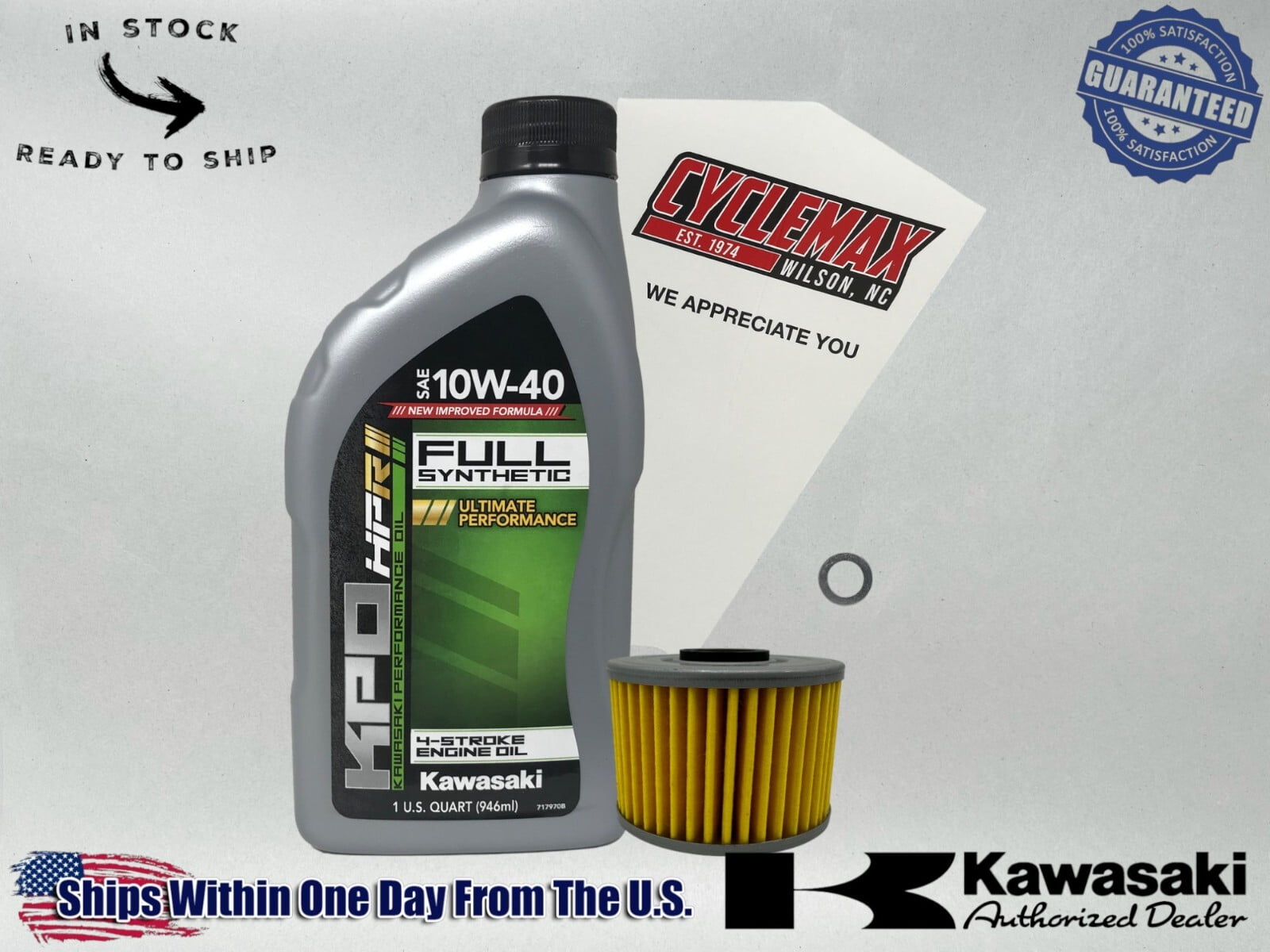 Cyclemax Full-Synthetic KPO Oil Change Kit fits 2020-2024 Kawasaki