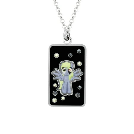 My Little Pony Fine Silver Plated Crystal Muffins Dog Tag Pendant Necklace