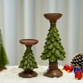 thumbnail image 3 of Christmas Tree Candle Holders Vintage Resin Christmas Tree Figurine Pillar Candle Stand for Home Mantel Fireplace Decor, 3 of 7