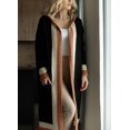 thumbnail image 2 of sicmoss Women's Black Color Block Vertical Striped Hooded Cardigan Open Front Oversized Long with Pockets, 2 of 4