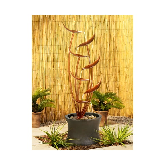 Ashton Tiered Copper Leaves 41" High Large Modern Indoor Outdoor Decor Resin Floor Fountain Outside Garden Patio