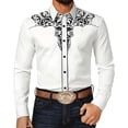 thumbnail image 6 of Retro Western Cowboy Shirts for Men Long Sleeve Button Down Shirt Embroidered Spring Summer Slim Fit Tops White XXXL, 6 of 7