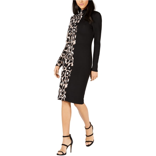Vestido Suéter bar III de leopardo con bloques de color para mujer negro pequeño