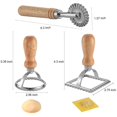 thumbnail image 2 of 3 piezas Cortador de sellos para ravioles con ruedas de rodillo, molde con mango de madera para pasta, bolas de lasaña, pasteles, 2 of 5