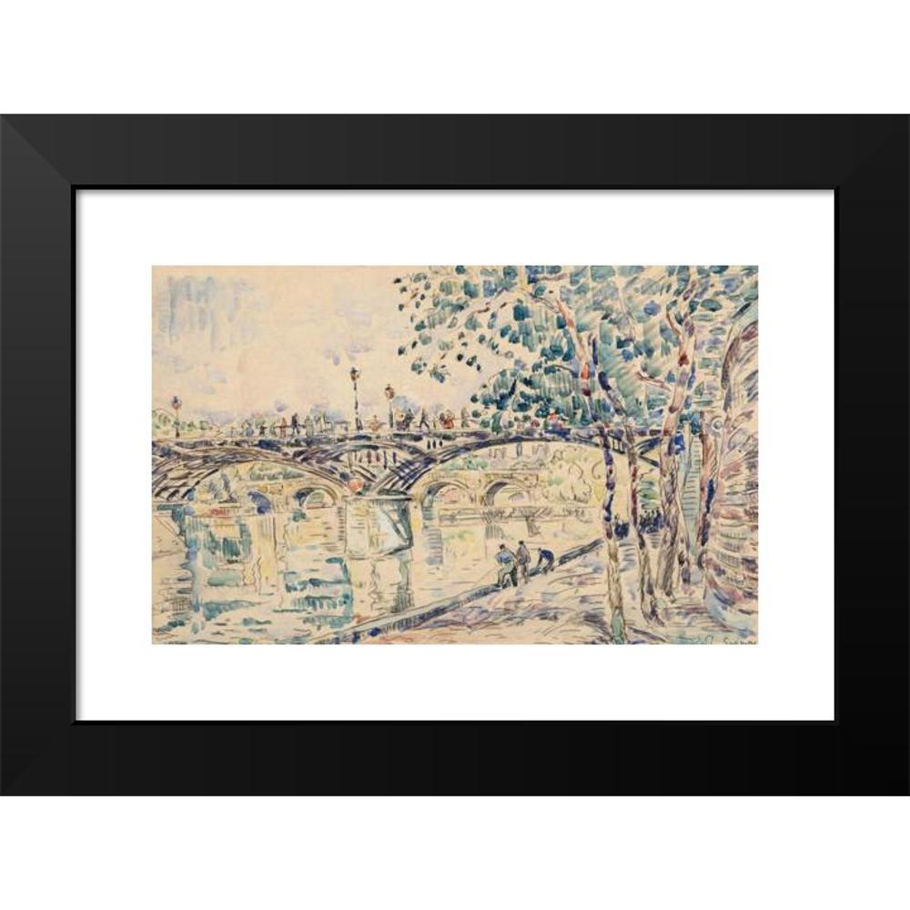 Paul Signac 24x17 Black Modern Framed Museum Art Print Titled - Paris, Le Pont Des Arts (circa 1925)