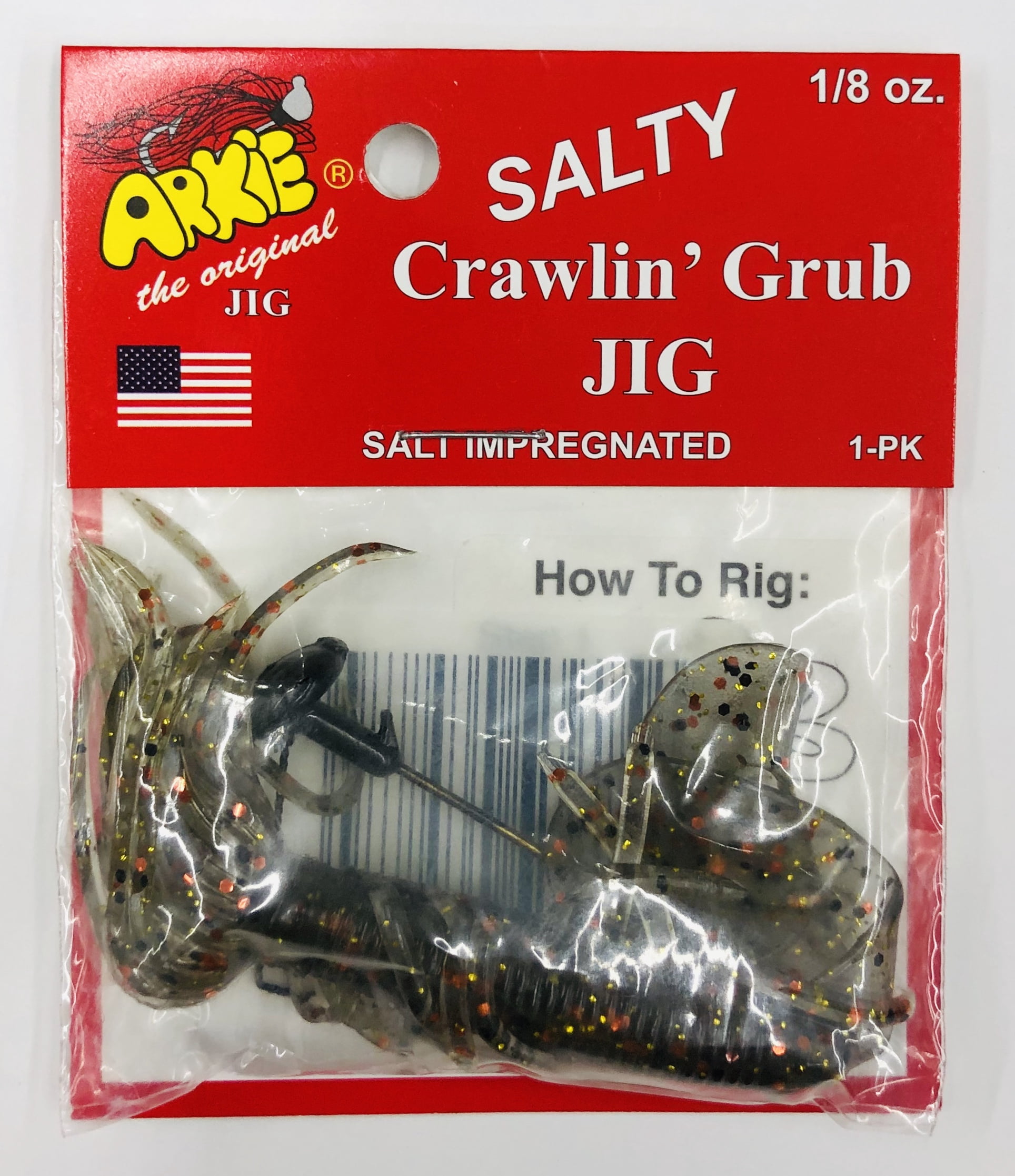 Arkie Lures Salty Crawlin' Grub Plastic Jig, Color Houdini