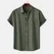 thumbnail image 1 of Ceisia Men's Solid Color Loose Fit Short Sleeve Button Down Shirt for Casual & Vacation Wear Army Green M Gifts, 1 of 9