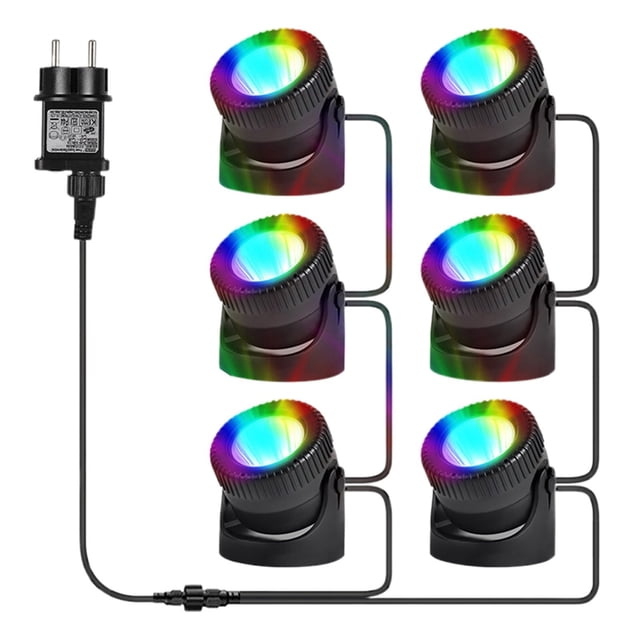 RGB Pond Lights With Timer LED Underwater Submersible Colorful Spotlights 98ft Remote Control IP68 Lights For Fish Aquarium Tank Garden Yard Pool