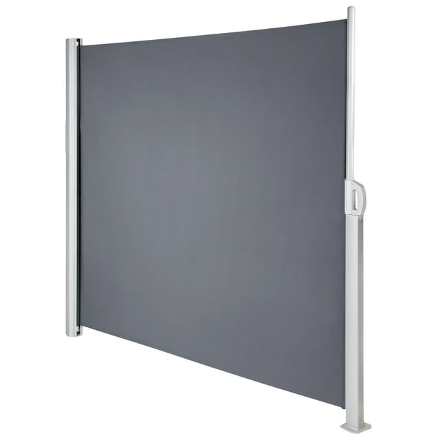 KFFKFF Auvent Latéral Rétractable, Cloison d'Intimité Extérieure en Aluminium 63 Pieds' x 118 Pieds', Cloison de Terrasse Rétractable en Polyester 280 g Résistante à l'Eau, Séparateur d'Espace Pare-Vent UV 30+ pour Terrasse, Gris