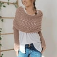 thumbnail image 2 of Htigea Women's Knitted Cable Wrap Shawl Sweater Long Sleeve Scarf Tops Khaki Free Size, 2 of 4
