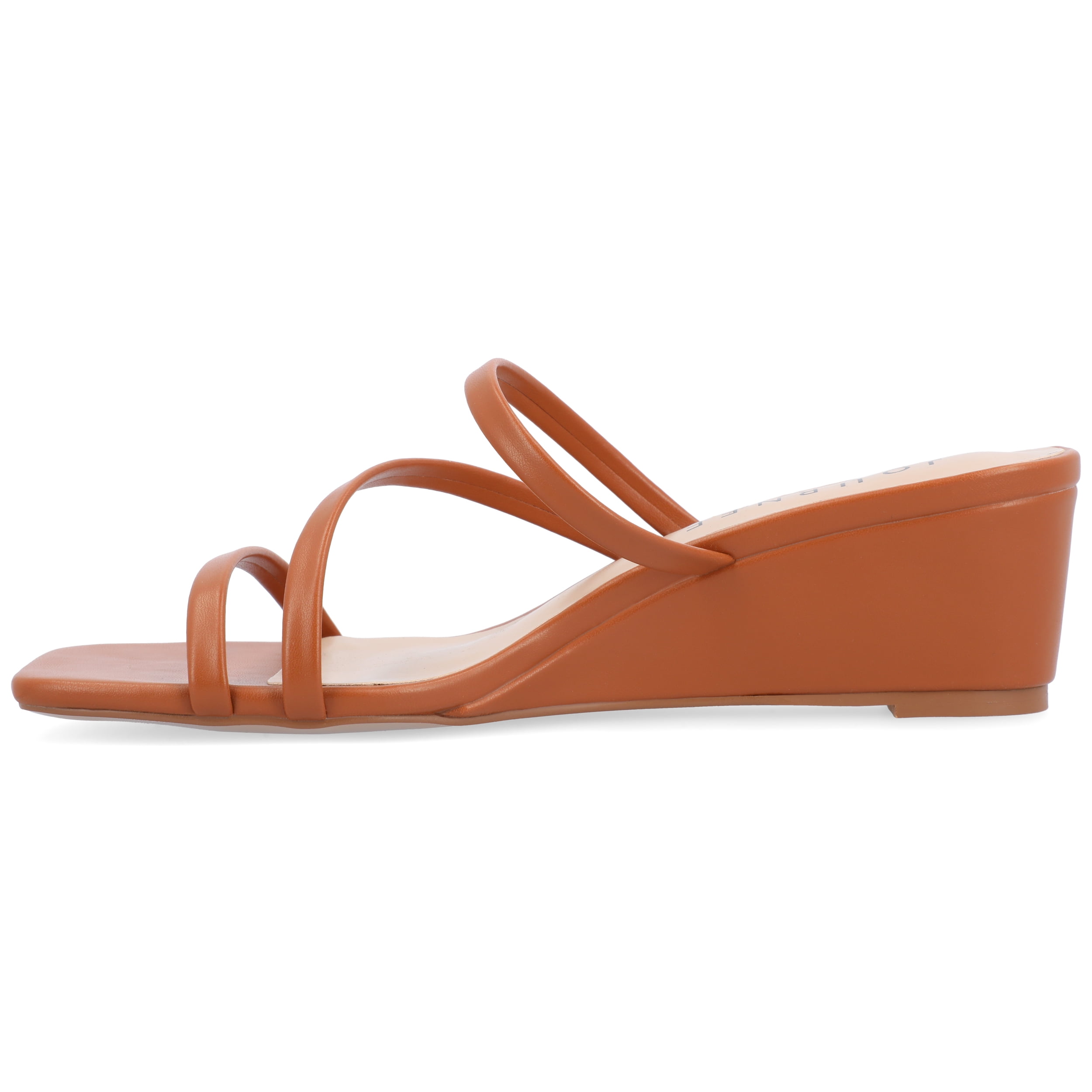 Journee Womens Takarah Crossover Strap Slip On Wedge Sandals