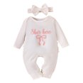 thumbnail image 3 of ibiyuan Baby Girl Clothes Ruffle Fall Outfits Toddler One Piece Playsuit, Letter Print Long Sleeve Romper Jumpsuit Casual Daily Outfit Back To School Outfits For Girls, 3 of 6