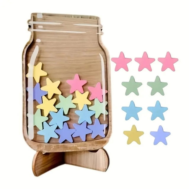 Ainf Wooden Star Jar | Desktop Decorative | Unique Collectible Container For Trinkets & Memories