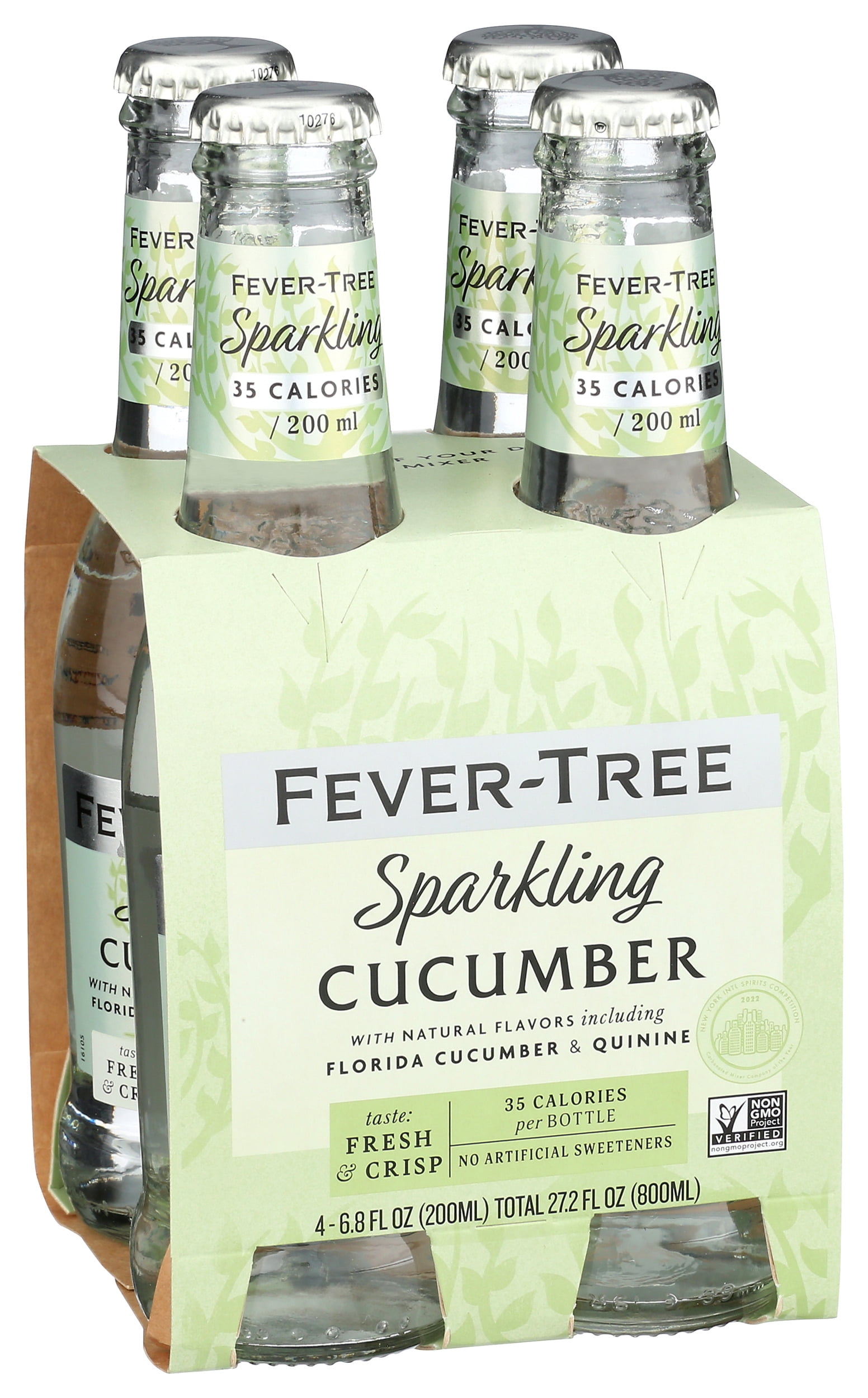 Pack of 6, Fever Tree Sparkling Cucumber Tonic Water, 4 bottles - 27.2 fl oz
