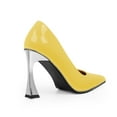 thumbnail image 3 of YOWMNS Women's Pointed Toe High Stiletto Heel Pumps Beaded Patent Leather Slip-On Wedding Party Dress Shoes (Yellow,6), 3 of 5