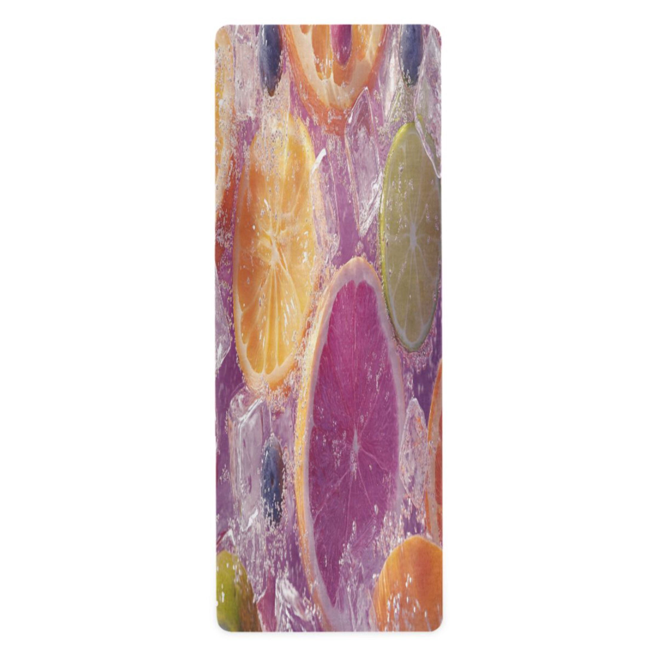 BZSMCE Yoga Mat Women Citrus Slices Blueberries Ice Fitness Mat