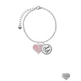 thumbnail image 2 of Delight Jewelry Silvertone Pink Enamel Heart with Paw Prints - Domed Thank You Charm Bracelet, 6"+2", 2 of 5
