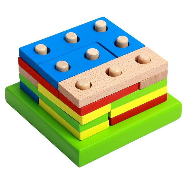 Kit de construcción Montessori de madera con formas geométricas