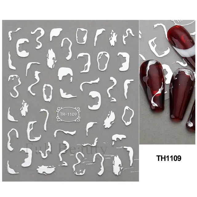 Autocollants de feuilles bronzantes pour ongles, lignes abstraites, décalcomanies de peinture, fleurs, animaux, amour, curseur adhésif, décoration FBTH1105