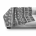 thumbnail image 3 of Folk Soft Flannel Fleece Throw Blanket, Old Vintage Swirls Leaf Abstract Composition with Vertical Borders, Cozy Plush for Indoor and Outdoor Use, 70" x 90", White Black, by Ambesonne, 3 of 6