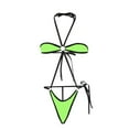 thumbnail image 4 of Sakmal Triangle Women Swimsuits Tummy Control One Piece Sexy Green Swimsuit Solid Halter Swimwear, 4 of 4