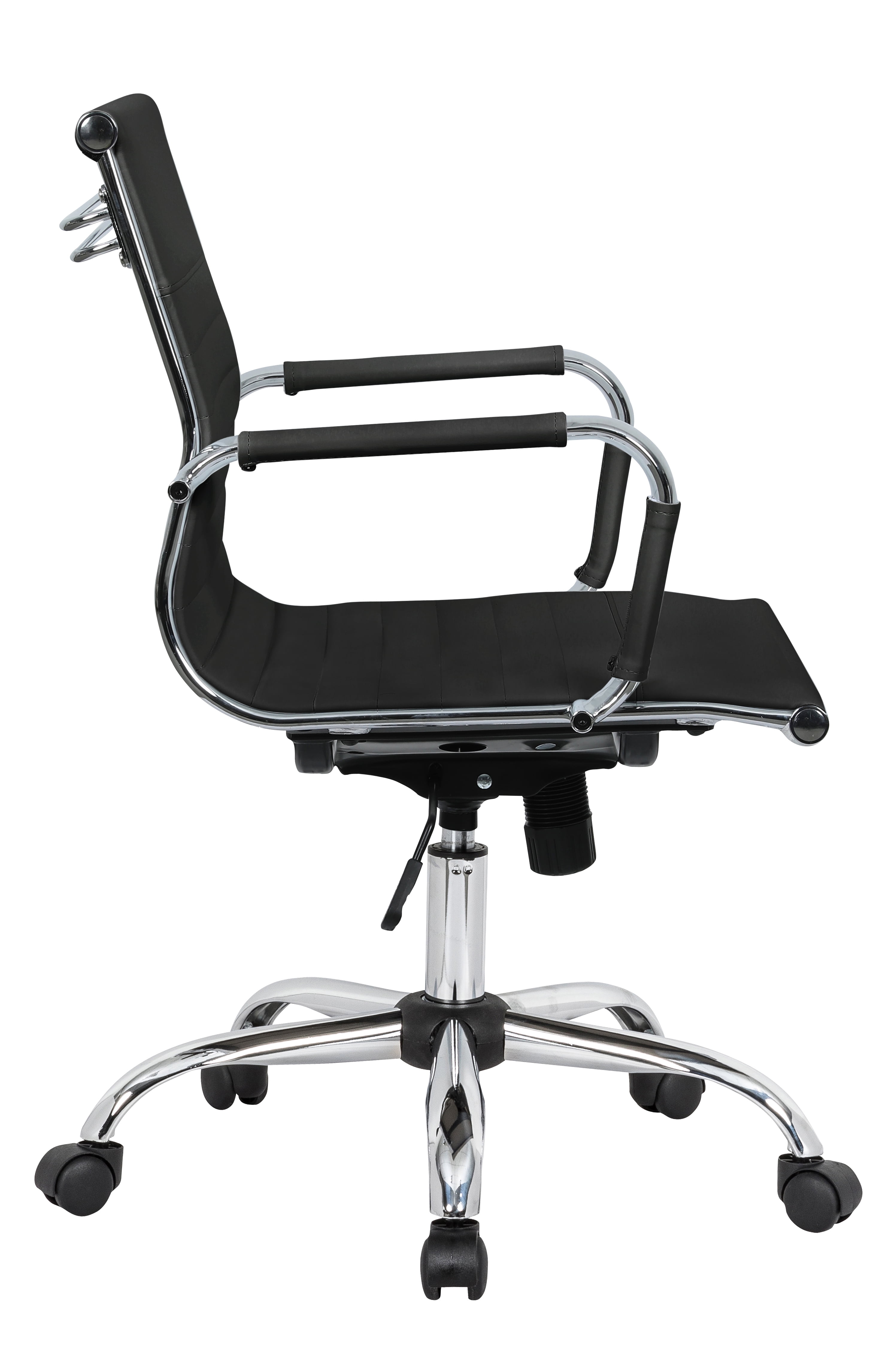 LeisureMod Harris Modern Adjustable Swivel Leather Task Office Chair with Tilt and Ergonomic Design, Black