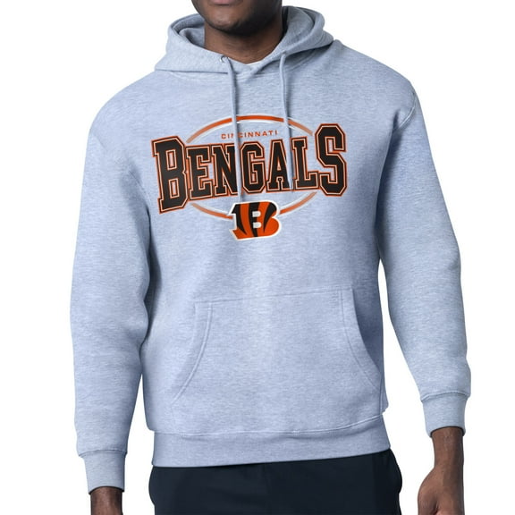 Men's Starter Heather Gray Cincinnati Bengals Team Track Graphic Pullover Hoodie