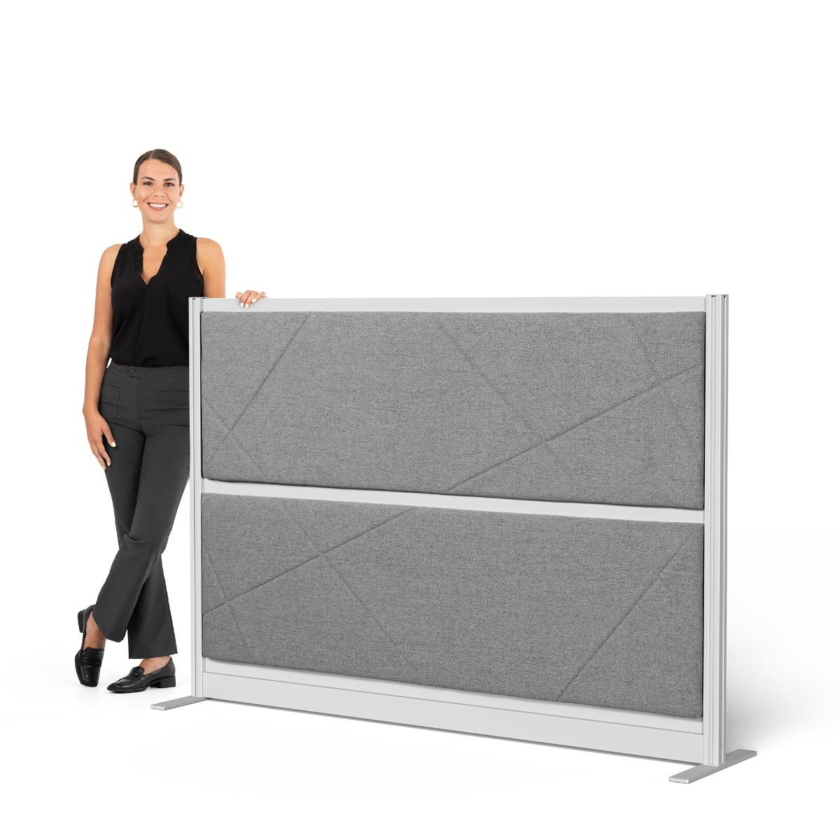 Luxor Tranquility Modular Wall Room Divider, 70" x 48", Silver Frame