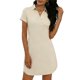 thumbnail image 1 of Vestido de Camiseta de Manga Corta para las Mujeres Vestido de Camiseta Suelta Casual, Cambio Sólido con Cuello Y Bolsillo para Primavera Verano, 1 of 5