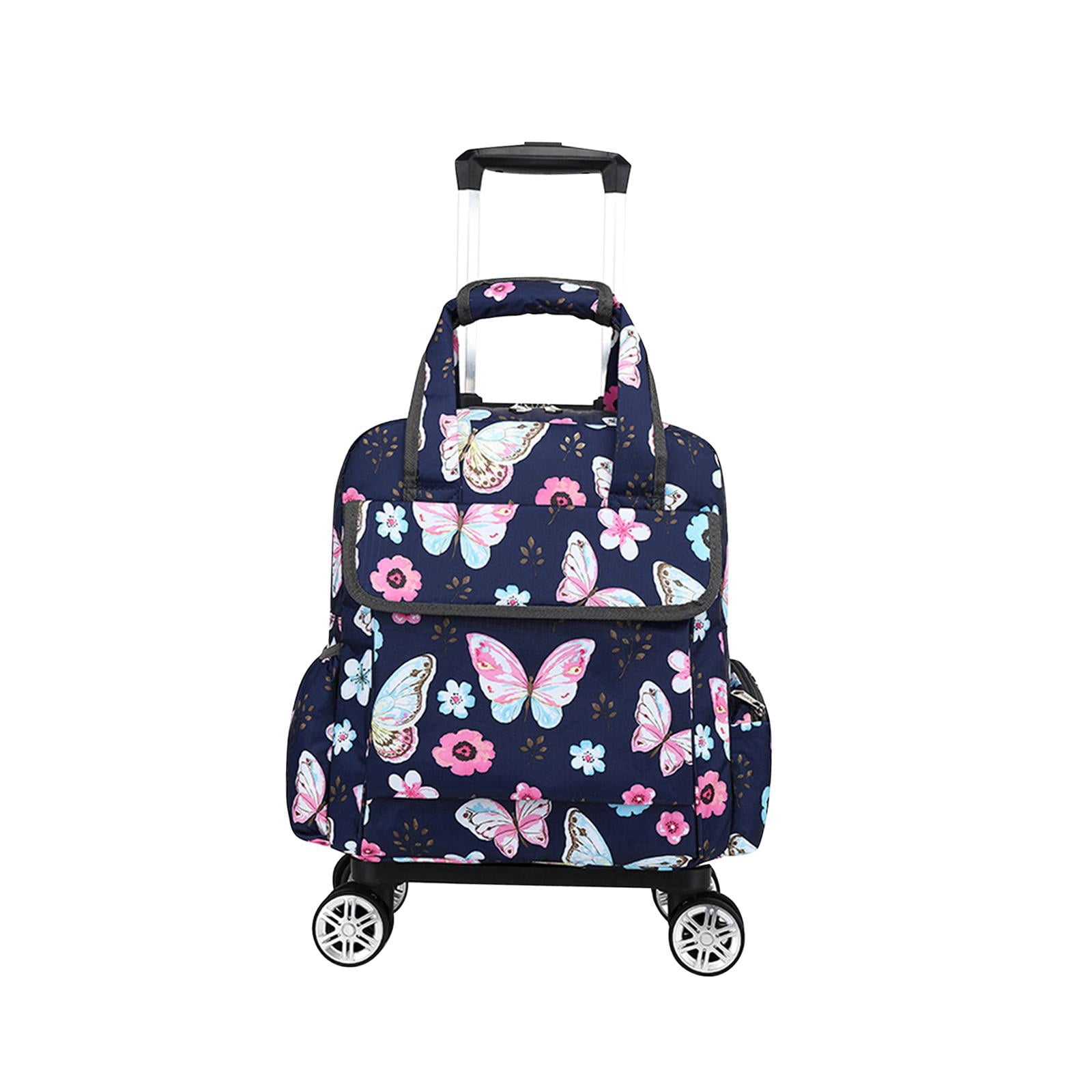 Sharprepublic Duffle with Wheels Clothing Waterproof with 2 Wheel Rolling Luggage Oxford Cloth Butterfly