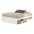 thumbnail image 3 of South Shore Bloom, Bohemian Harmony Twin Mates Bed with 3 Drawers, White and Faux Printed Rattan, 3 of 11
