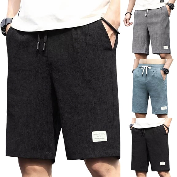 KeShDi Mens Shorts Casual Sweat Shorts Men's Casual Fashion Solid Color Stretchable Waist Drawstring Drawstring Sports Five-Pocket Pants Shorts Dark Gray 4X