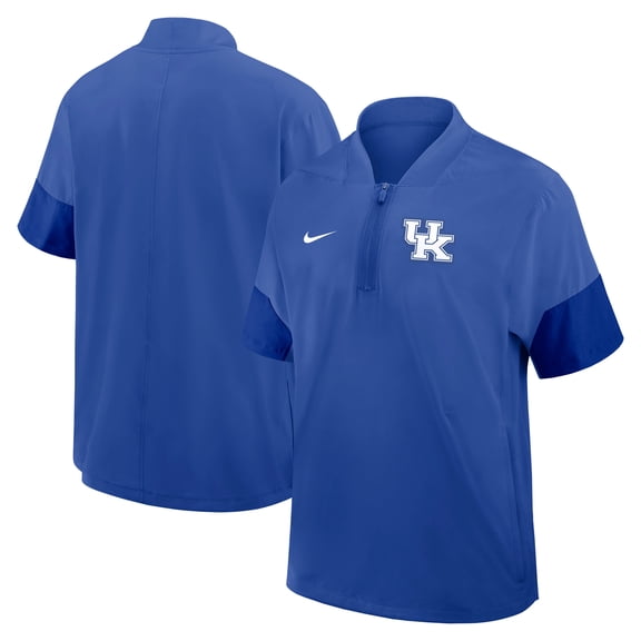 Men's Nike Royal Kentucky Wildcats 2025 Sideline Short Sleeve Quarter-Zip Dri-FIT Coach Jacket