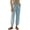 # Grey blue, variant on TEMOFON Linen Pants for Women Capri Summer Lounge Tapered Leg with Pockets Elastic Waistband Comfy Lace Trim Cotton Brown Clothes XL