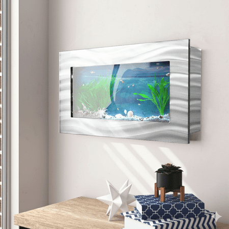 Aussie Aquariums 3.0 Modern Wall Mounted Fish Tank – Contemporary Aquatic Habitat and Living Art Display (Skyline Silver)