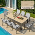 thumbnail image 4 of Patio Dining Set 4 Pieces Noelse Outdoor Patio Furniture with Detachable umbrella hole, Table and 4 Stackable Textilene Chairs for Porch, Poolside, Yard, Gray, 4 of 9