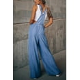 thumbnail image 2 of chouyatou Women's Loose Adjustable Strap Wide Leg Palazzo Denim Bib Overall Jeans Pants(RipBlue,XL), 2 of 3