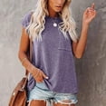 thumbnail image 3 of Rosvigor Women T Shirts Cap Sleeve Casual Tops for Women Summer Basic Tee with Pocket, 3 of 7