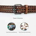 thumbnail image 4 of WERFORU Men’s Leather Braided Belt, Cowhide Leather Woven Belt for Jeans 1.3 Inch Wide with Prong Buckle, 4 of 6
