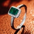 thumbnail image 5 of Eclet Jewels White Gold Over 14K Silver Diamond Rings - Emerald Cut Excellent 2 Ct Diamond Rings For Women's - Halo with Green Diamond Rings for Women's - Green solitaire Diamond With Accent Rings, 5 of 9