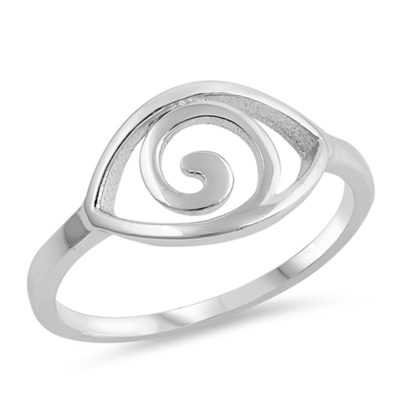 Spiral Eye Wave Good Luck Boho Chic Ring 925 Sterling Silver Band Jewelry Female Male Unisex Size 7