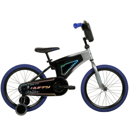 Huffy 18" Electro-Light Kids' Bike, Fits Riders 3'6" - 4'1", Grey/Purple, Kids, Unisex