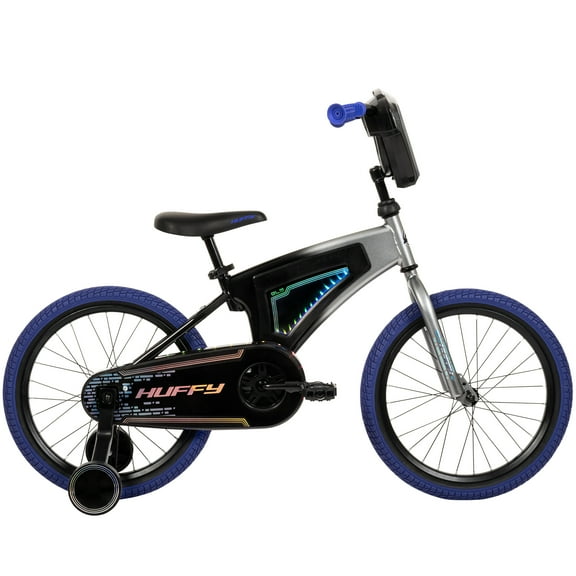 Huffy 18" Electro-Light Kids' Bike, Fits Riders 3'6" - 4'1", Grey/Purple, Kids, Unisex