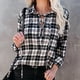 thumbnail image 2 of Blusa Cuello vuelto Tapeta Cordón delantero Casual Rejilla suelta Tops para mujer Negro S, 2 of 6