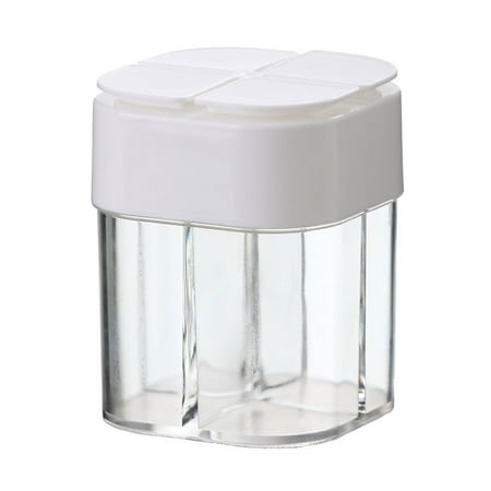 

Kitchen Pepper Shaker 4 Grids Picnic Seasoning Bottle Plastic Portable Barbecue Spice Jar White